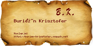 Burián Krisztofer névjegykártya